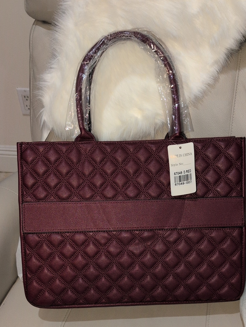 Quilted Burgundy Tote Bag